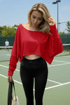 Womens Red Summer Off The Shoulder T Shirts Fisoew - Fisoew