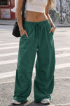 Solid Wide Leg Cargo Pants