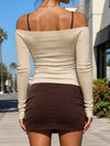 Off Shoulder Long Sleeve Crop Tops
