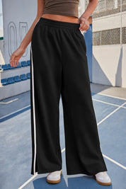 Fisoew Women's Black Baggy Elastic Wide Leg Pants - Fisoew
