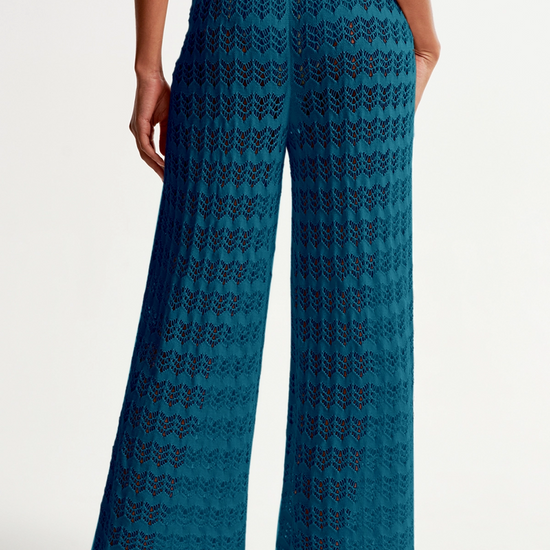 Fisoew Women¡®s Navy Crochet Sheer Mesh Cover Up Pants - Fisoew