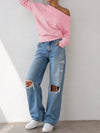 Off Shoulder Elastic Waist Solid Sweatshirts