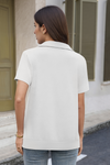 Fisoew Women's White Short Sleeve Polo Shirts - Fisoew