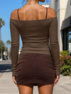 Off Shoulder Long Sleeve Crop Tops
