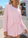 Off Shoulder Tops With Short Solid Sets