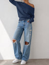 Off Shoulder Elastic Waist Solid Sweatshirts