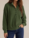 Waffle Knit Button Henley Pullover Sweatshirt - Fisoew