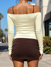 Off Shoulder Long Sleeve Crop Tops