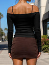 Off Shoulder Long Sleeve Crop Tops