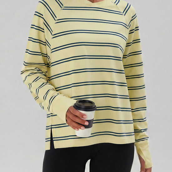 Soft Striped Long Sleeve T Shirt - Fisoew