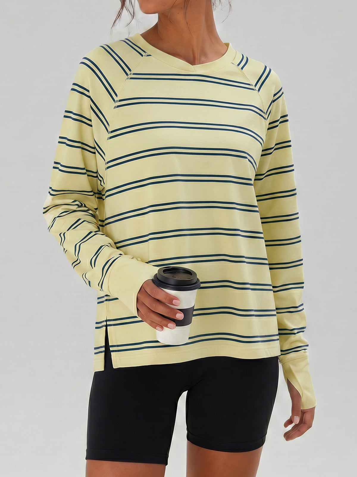 Soft Striped Long Sleeve T Shirt - Fisoew