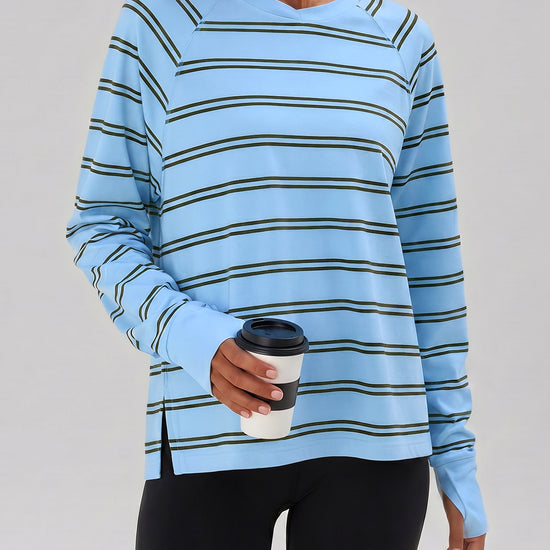 Soft Striped Long Sleeve T Shirt - Fisoew