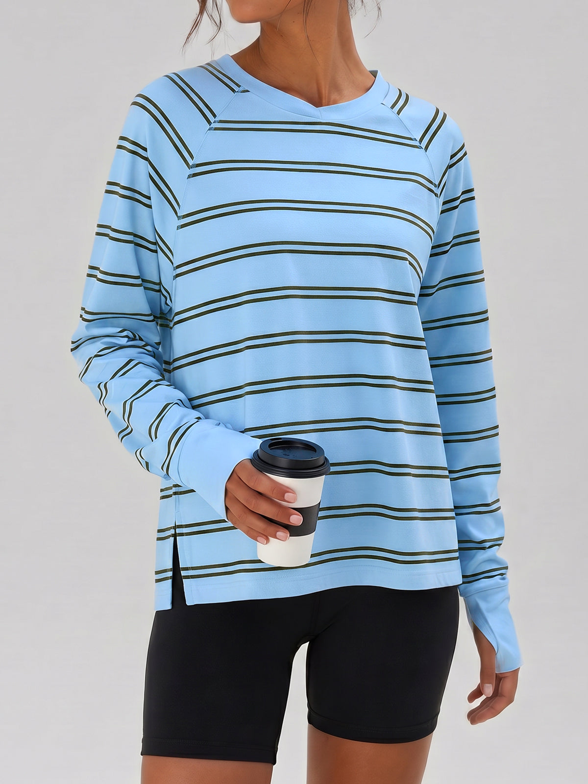 Soft Striped Long Sleeve T Shirt - Fisoew