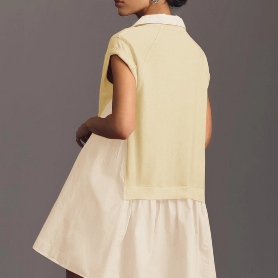 Fisoew Women's Khaki Oversized Patchwork Mini Dress - Fisoew