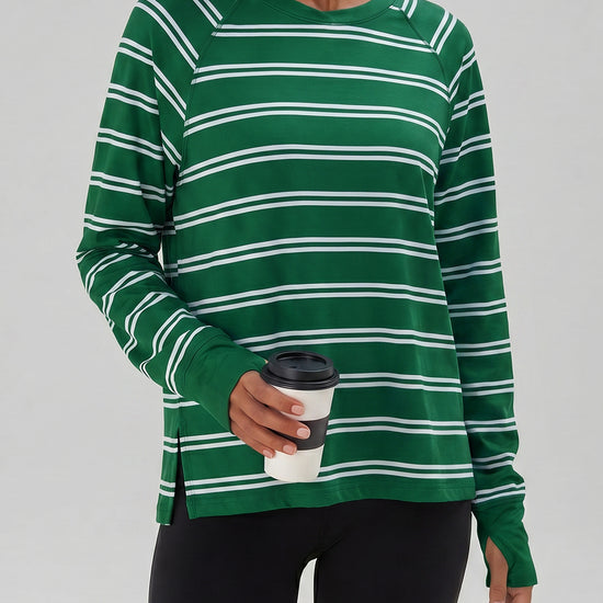 Soft Striped Long Sleeve T Shirt - Fisoew