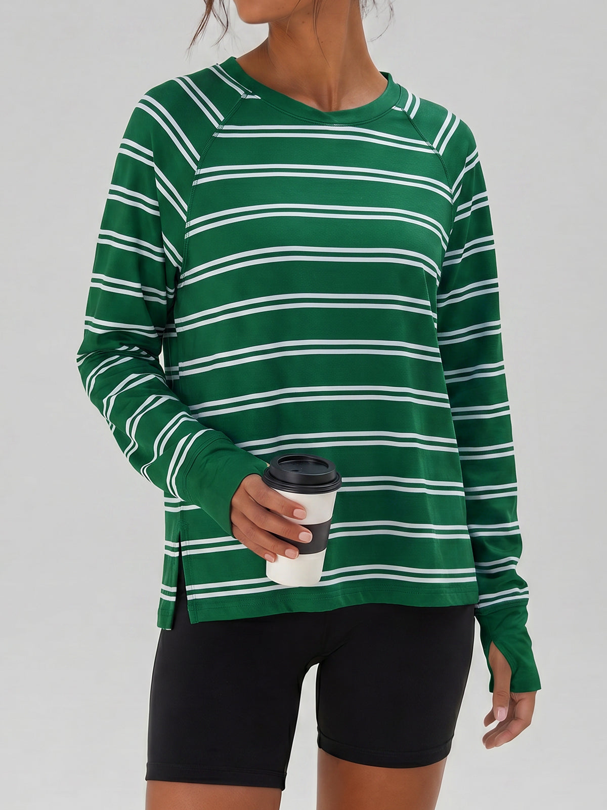 Soft Striped Long Sleeve T Shirt - Fisoew