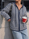 Striped Zip Up Hoodie Long Sleeve Hoodies