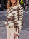 Round Neck Striped Long Sleeve Sweatshirts