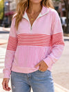 Striped Half Zip Sweatshirts