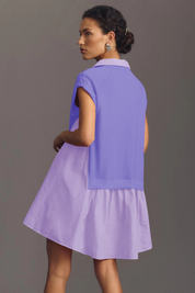 Fisoew Women's Violet Oversized Patchwork Mini Dress - Fisoew