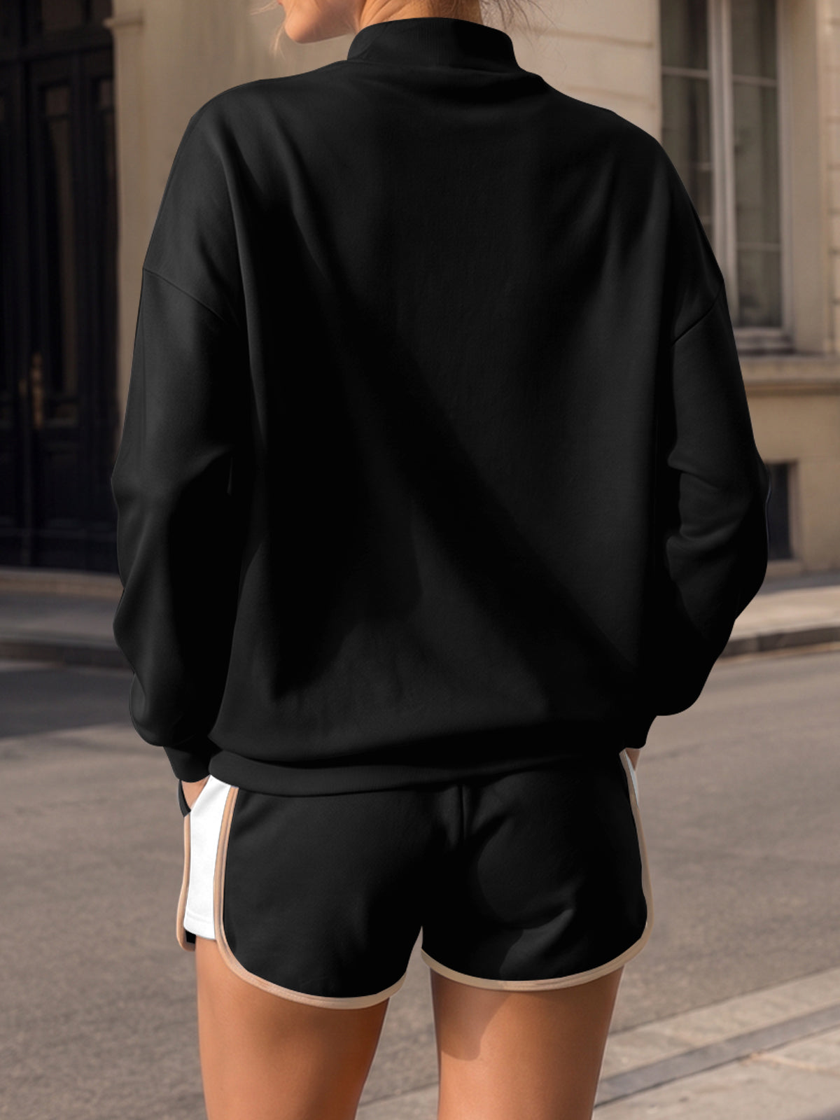 Sweatsuit Long Sleeve Pullover With Shorts Sets - Fisoew