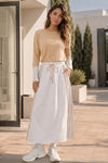 Long Sleeve Striped Drawstring Maxi Dresses