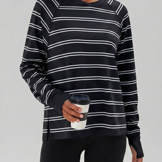 Soft Striped Long Sleeve T Shirt - Fisoew