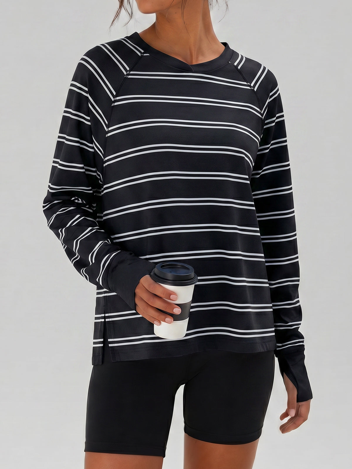 Soft Striped Long Sleeve T Shirt - Fisoew