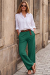 Casual Solid Hight Waist Wide Leg Pants