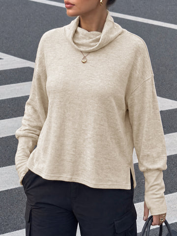 Mock Neck Cropped Long Sleeve Sweatshirts
