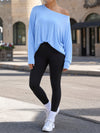 Off Shoulder Solid Long Sleeve T-Shirts