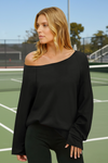 Fisoew Women's Black Off The Shoulder Y2k Sweatshirts - Fisoew