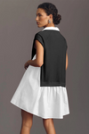 Fisoew Women's Black&white Oversized Patchwork Mini Dress - Fisoew