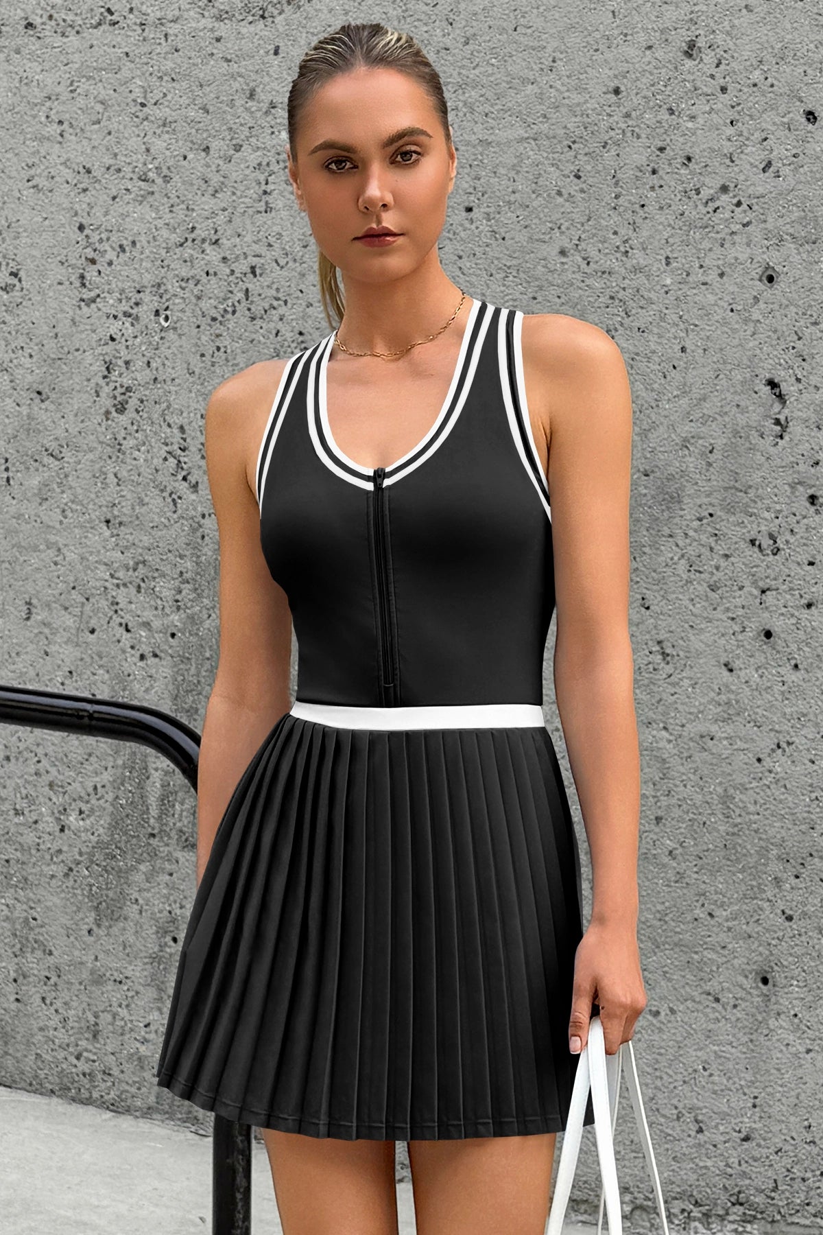 Fisoew Women's Black Tennis Mini Dress - Fisoew