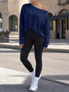 Off Shoulder Solid Long Sleeve T-Shirts