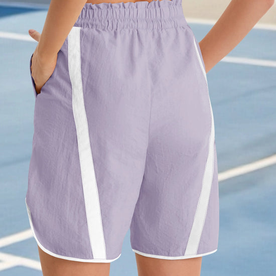 Fisoew Women's Violet Baggy Cargo Workout Running Athletic Yoga Shorts - Fisoew