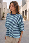 Round Neck Striped Short Sleeve Crop T-shirts