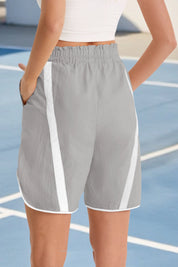 Fisoew Women's Light Grey Baggy Cargo Workout Running Athletic Yoga Shorts - Fisoew