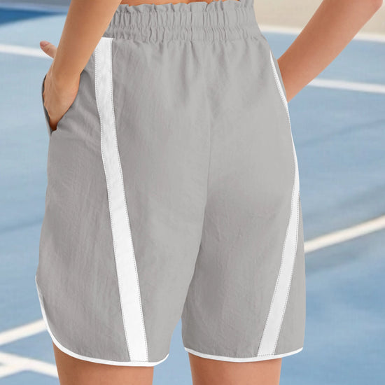 Fisoew Women's Light Grey Baggy Cargo Workout Running Athletic Yoga Shorts - Fisoew