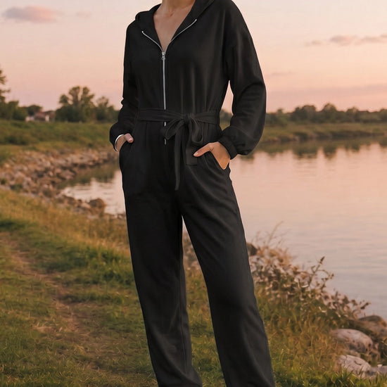Zip Up Hoodie With Jogger One Piece Jumpsuits - Fisoew