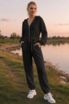 Zip Up Hoodie With Jogger One Piece Jumpsuits - Fisoew