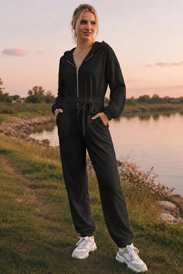Zip Up Hoodie With Jogger One Piece Jumpsuits - Fisoew