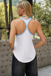 Fisoew Women's White Loose Sleeveless Crew Neck Workout Tank Tops - Fisoew