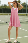 Fisoew Women's Pink Open Back Workout Dress - Fisoew
