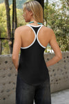 Fisoew Women's Black Loose Sleeveless Crew Neck Workout Tank Tops - Fisoew