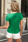 Fisoew Women's Green Marle Business Casual Dressy Cowl Neck Tops - Fisoew