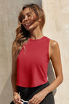 Womens Red Workout Cropped Tank Tops Fisoew - Fisoew