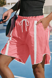 Fisoew Women's Coral Baggy Cargo Workout Running Athletic Yoga Shorts - Fisoew