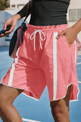 Fisoew Women's Coral Baggy Cargo Workout Running Athletic Yoga Shorts