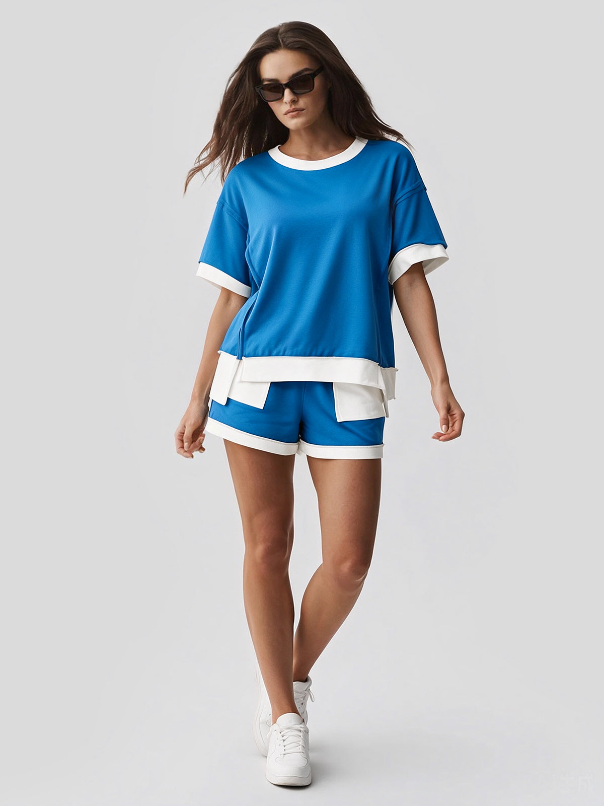 Color Block Lounge Short Set - Fisoew